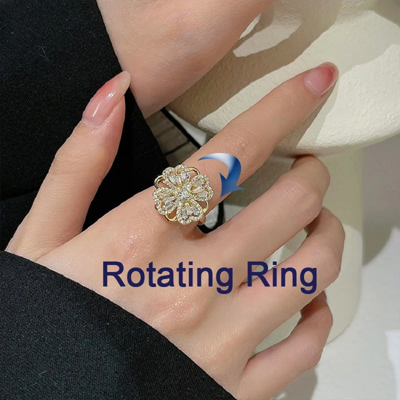 Vintage Ring For Women Four Leaf Crystal Ring Rotate Fidget Spinner Stainless Steel Anti Stress Anxiety Ring Jewelry Gifts
Vintage Ring For Women Four Leaf Crystal Ring Rotate Fidget Spinner Stainless Steel Anti Stress Anxiety Ring Jewelry Gifts