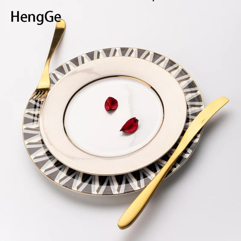 Nordic Simplicity Ceramic Plate Set Restaurant Creativity Stripe Steak Dinner Plates Handwork Applique Coffee Mug with Dishes
Nordic Simplicity Ceramic Plate Set Restaurant Creativity Stripe Steak Dinner Plates Handwork Applique Coffee Mug with Dishes