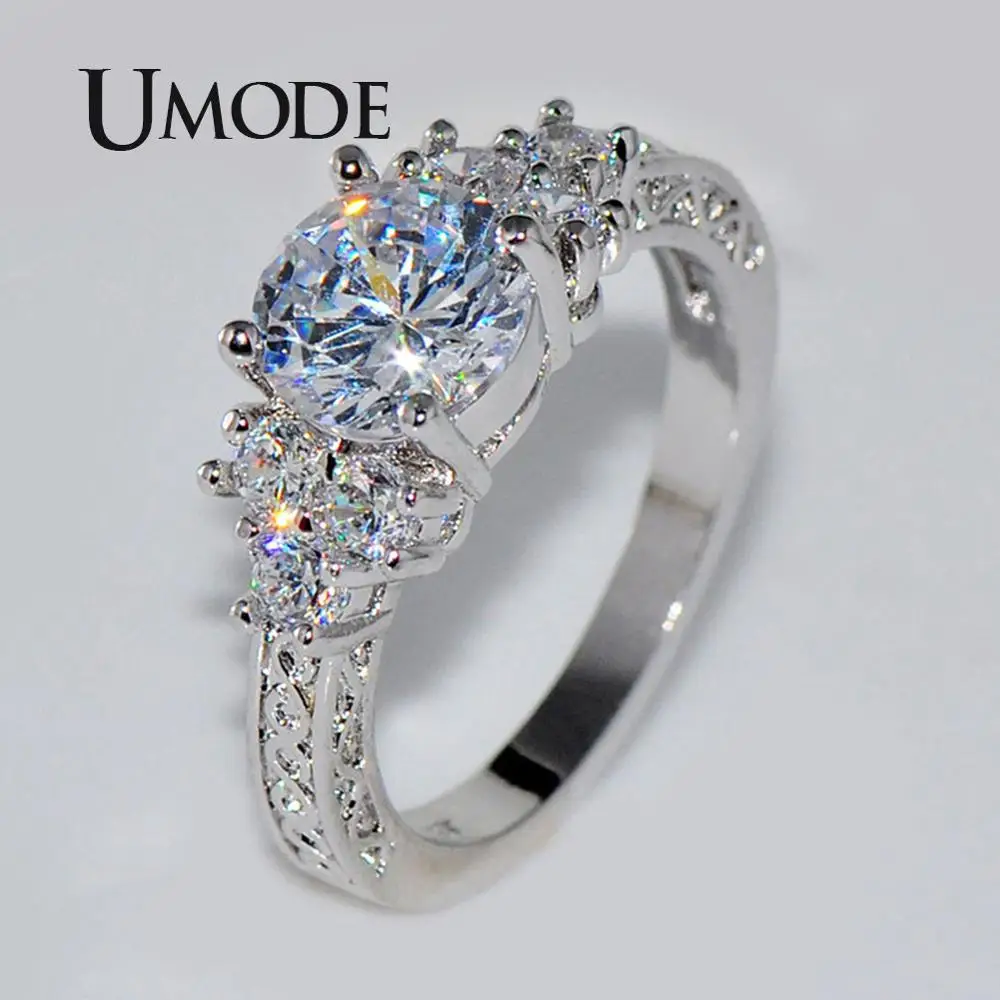 UMODE Classic Engagement Rings for Wedding Bridal Femme Zircon Fashion Crystal Women Luxury Jewelry Party UR0530 | Украшения и