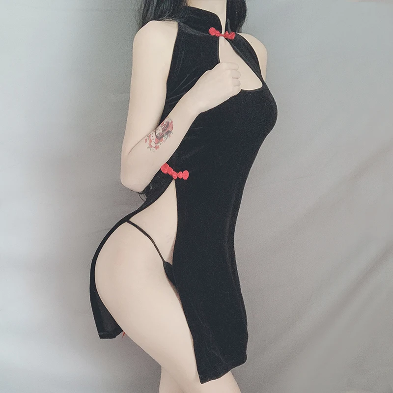 Vintage Seductive Cheongsam Dress Uniform Woman Sexy Chinese Style Backless Bandage Halter Nightgowns Lingerie Qipao
Vintage Seductive Cheongsam Dress Uniform Woman Sexy Chinese Style Backless Bandage Halter Nightgowns Lingerie Qipao