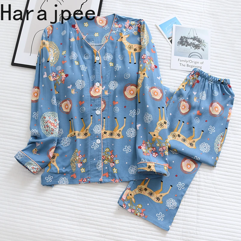 Harajpee Japanese Pajama Spring and Autumn Cotton with Breast Pad Pajamas Women's Long Sleeve Thin Cardigan Home Clothes 2021
Harajpee Japanese Pajama Spring and Autumn Cotton with Breast Pad Pajamas Women's Long Sleeve Thin Cardigan Home Clothes 2021