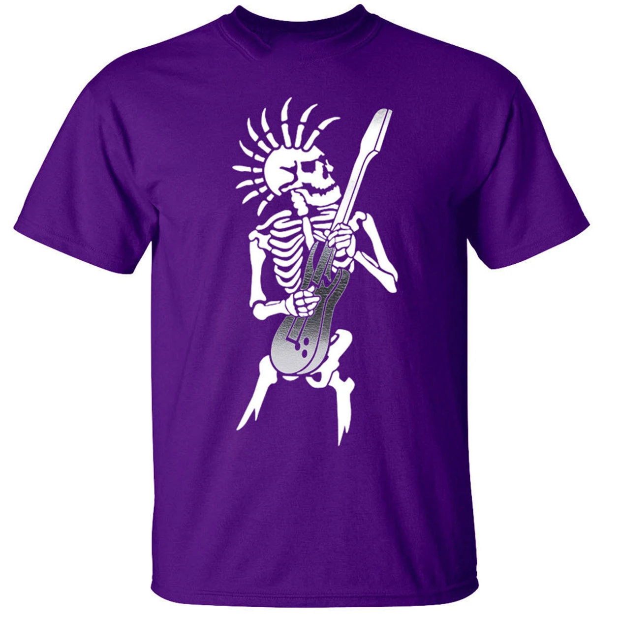 Мужские топы с скелетом в стиле панк для мальчиков и девочек футболка Guitar Hero рок