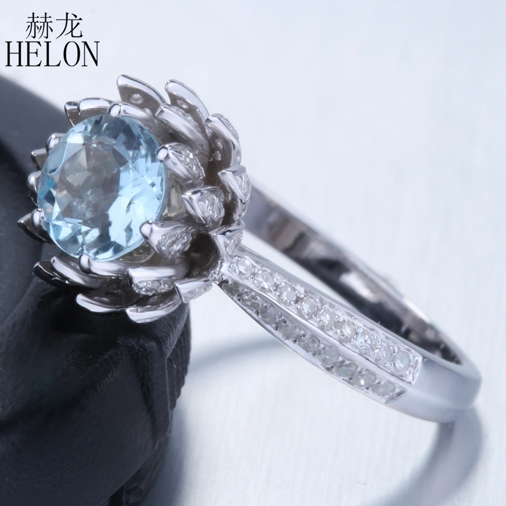 HELON Solid 14K White Gold Round 0.75ct Genuine Natural Aquamarine 0.43ct Diamond Engagement Wedding Trendy Fine Jewelry Ring
HELON Solid 14K White Gold Round 0.75ct Genuine Natural Aquamarine 0.43ct Diamond Engagement Wedding Trendy Fine Jewelry Ring