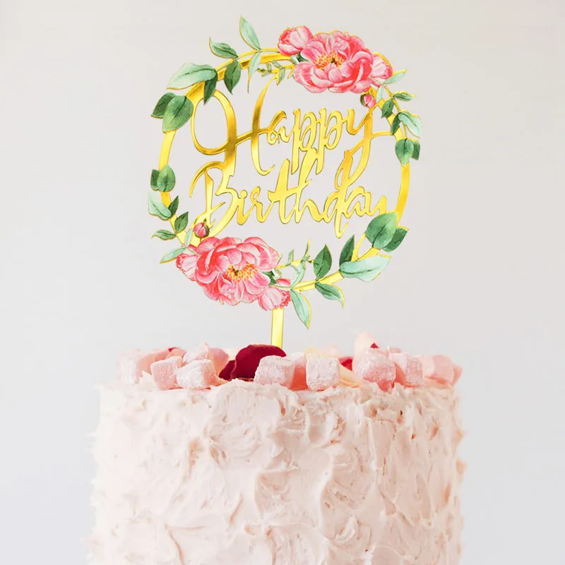 Fowers Happy Birthday Cake Topper Golden Acrylic Birthday Party Dessert Cake Decoration for Girl Baby Shower Baking Supplies
Fowers Happy Birthday Cake Topper Golden Acrylic Birthday Party Dessert Cake Decoration for Girl Baby Shower Baking Supplies