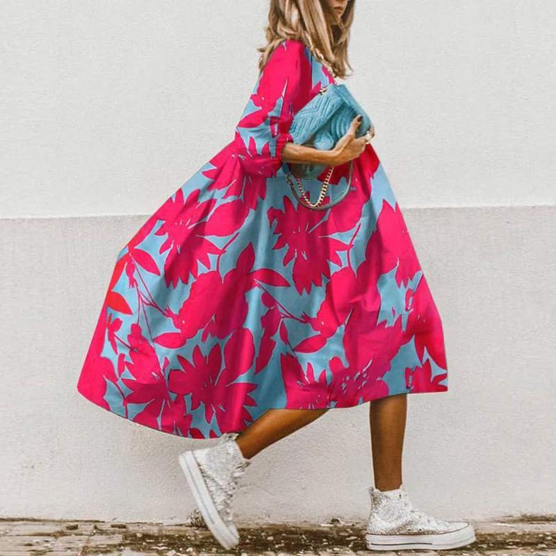 Fashion Women's Autumn Maxi Dress Vintage Floral Printed Female O-Neck 3/4 Sleeves Robe Casual Cotton Sundress Fluffy Skirt
Fashion Women's Autumn Maxi Dress Vintage Floral Printed Female O-Neck 3/4 Sleeves Robe Casual Cotton Sundress Fluffy Skirt