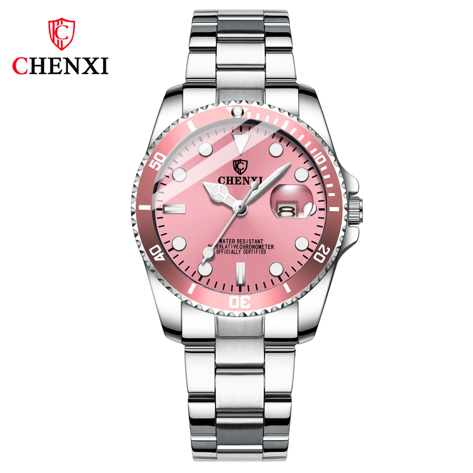 CHENXI Brand Women Watch Minimalism Pink Silver Stainless Steel Watch Female Calendar Waterproof Business Quartz Wristwatch
CHENXI Brand Women Watch Minimalism Pink Silver Stainless Steel Watch Female Calendar Waterproof Business Quartz Wristwatch