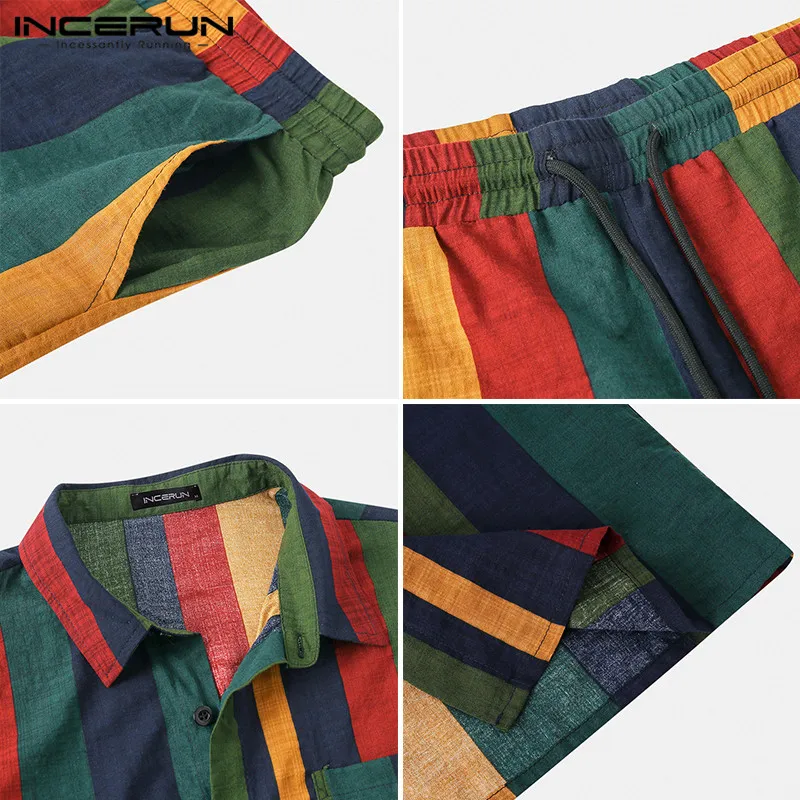 2021 Men Hawaiian Sets Striped Short Sleeve Lapel Button Casual Shirt Beach Shorts Streetwear Breathable Mens Suits INCERUN 7
2021 Men Hawaiian Sets Striped Short Sleeve Lapel Button Casual Shirt Beach Shorts Streetwear Breathable Mens Suits INCERUN 7