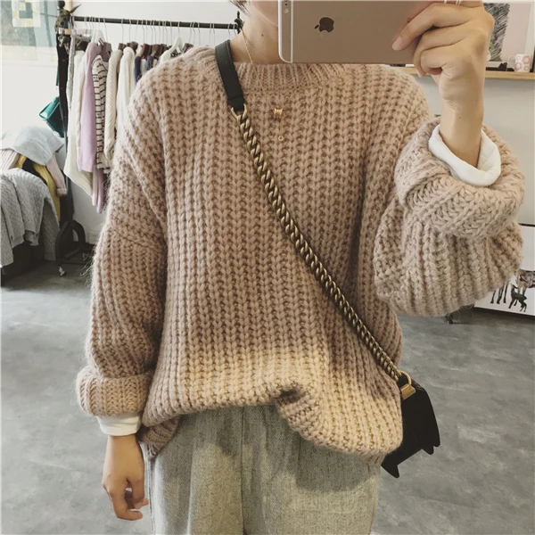 Winter Women's Retro Loose Coarse Wool Pullover Sweater Autumn College Style Harajuku Sweater Computer Knitted Cotton Long Solid
Winter Women's Retro Loose Coarse Wool Pullover Sweater Autumn College Style Harajuku Sweater Computer Knitted Cotton Long Solid