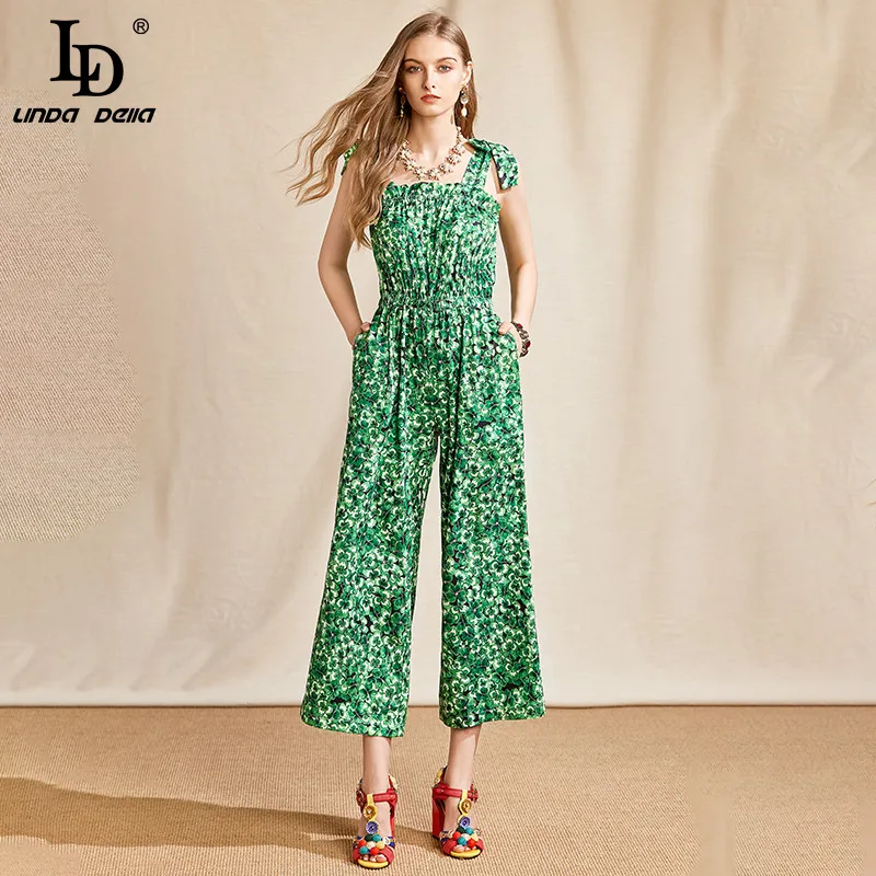 LD LINDA DELLA Fashion Runway Summer Elegant Ladies Long Jumpsuit Sexy Bow-Knot Shoulder Elastic Waist Print Lady Casual Rompers
LD LINDA DELLA Fashion Runway Summer Elegant Ladies Long Jumpsuit Sexy Bow-Knot Shoulder Elastic Waist Print Lady Casual Rompers