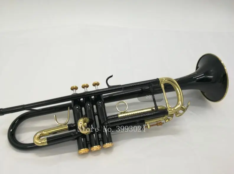 Топ новый Stradivarius Bb Труба черный никель Позолоченный желтый латунь инструменты