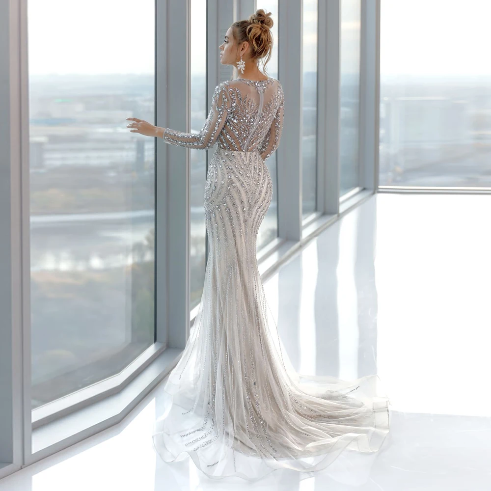 Weilinsha Luxury Mermaid Evening Dresses O-neck Long Sleeves Rhinestones Beading Formal Party Dress vestidos de fiesta
Weilinsha Luxury Mermaid Evening Dresses O-neck Long Sleeves Rhinestones Beading Formal Party Dress vestidos de fiesta