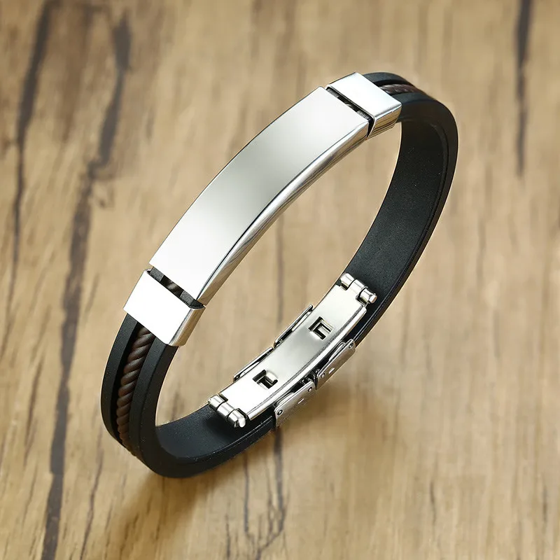 TOBILO 2022 New Personalized Male Silicone Bracelets Casual Black Rubber Charm Name ID Bracelets for Man Jewelry Accessories
TOBILO 2022 New Personalized Male Silicone Bracelets Casual Black Rubber Charm Name ID Bracelets for Man Jewelry Accessories