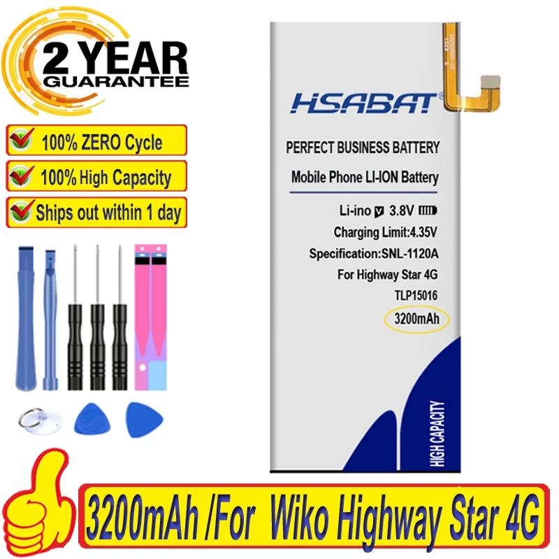 Топ бренд 100% Новый 3200mAh аккумулятор для WIKO Highway Star 4G Dual SIM S104 Q06000 000 Q14000 001 батареи
