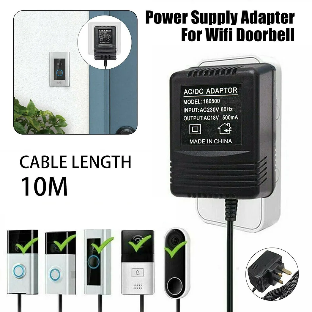 10M Power Supply Charging Adapter Charger For Video Ring Doorbell Transformer UK Power Supply Adapter For Video Doorbell
10M Power Supply Charging Adapter Charger For Video Ring Doorbell Transformer UK Power Supply Adapter For Video Doorbell