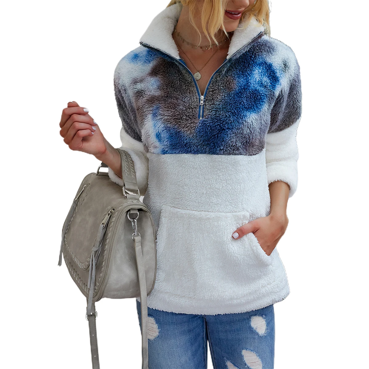 Fashion Women Zipper Fleece Sweaters Faux Shearling Fuzzy Color Block Sweatshirts Outerwears
Fashion Women Zipper Fleece Sweaters Faux Shearling Fuzzy Color Block Sweatshirts Outerwears