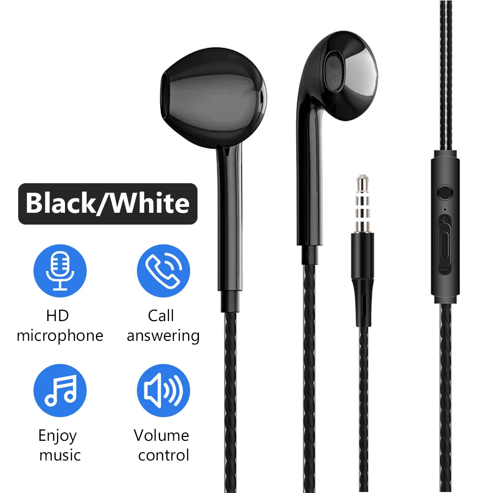 

In-ear Bass Stereo Mobile Wired Headphones 3.5mm Sport Earbuds for Smartphones Wire Headset With Built-in Microphone Earphones