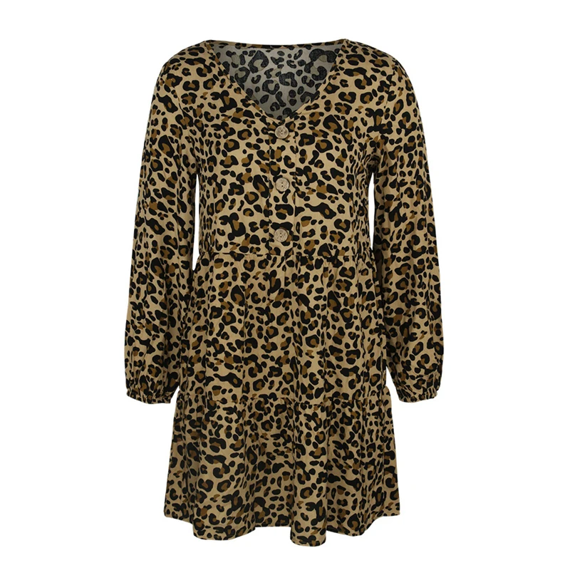 Autumn Winter Temperament Leopard Dress Women Casual V Neck Button A Line Mini Dress For Women 2021 New
Autumn Winter Temperament Leopard Dress Women Casual V Neck Button A Line Mini Dress For Women 2021 New