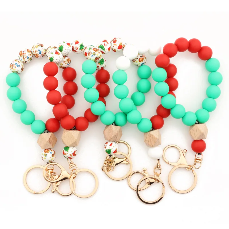 Christmas Matte Silicone Beads Elastic Bangle Bracelets Key Rings for Women Personality Gift Keychain Wrist Bangles Wholesale
Christmas Matte Silicone Beads Elastic Bangle Bracelets Key Rings for Women Personality Gift Keychain Wrist Bangles Wholesale