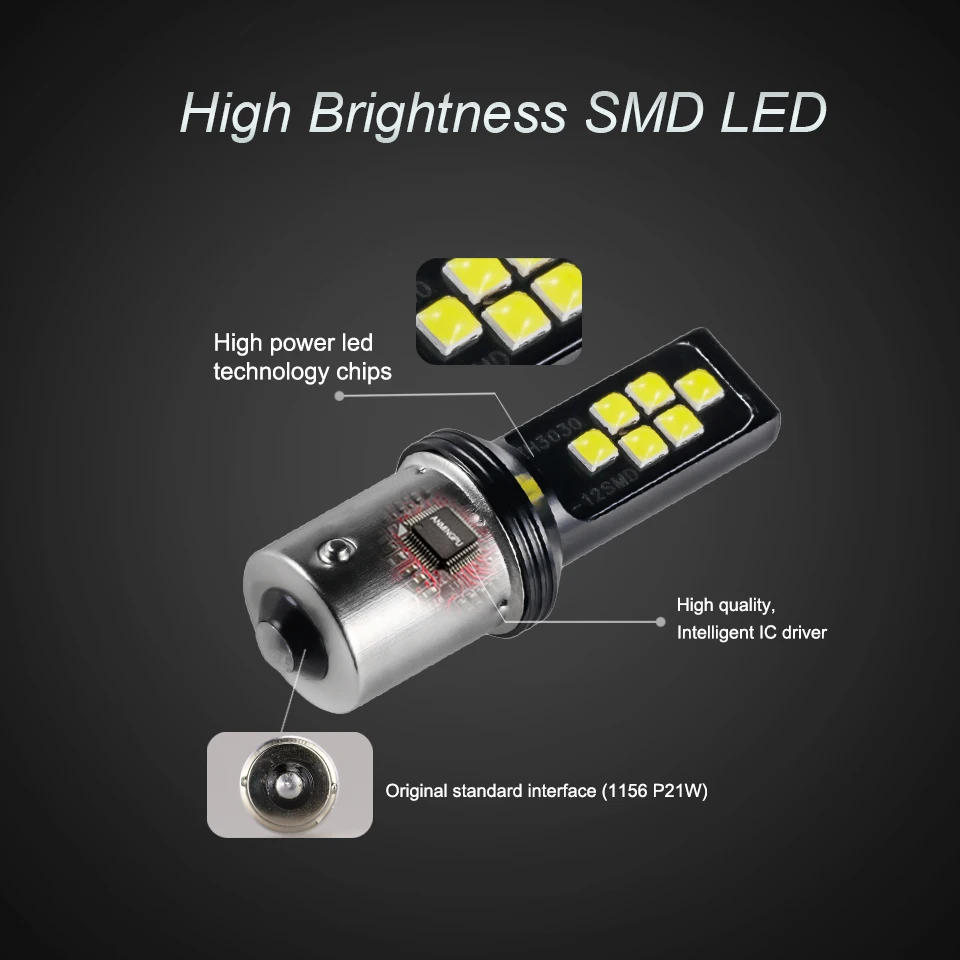 ANMINGPU 2x сигнальная лампа 1156 P21W Led PY21W BAU15S BA15S Canbus 3030SMD 1157 BAY15D P21/5W 12V сигнал поворота