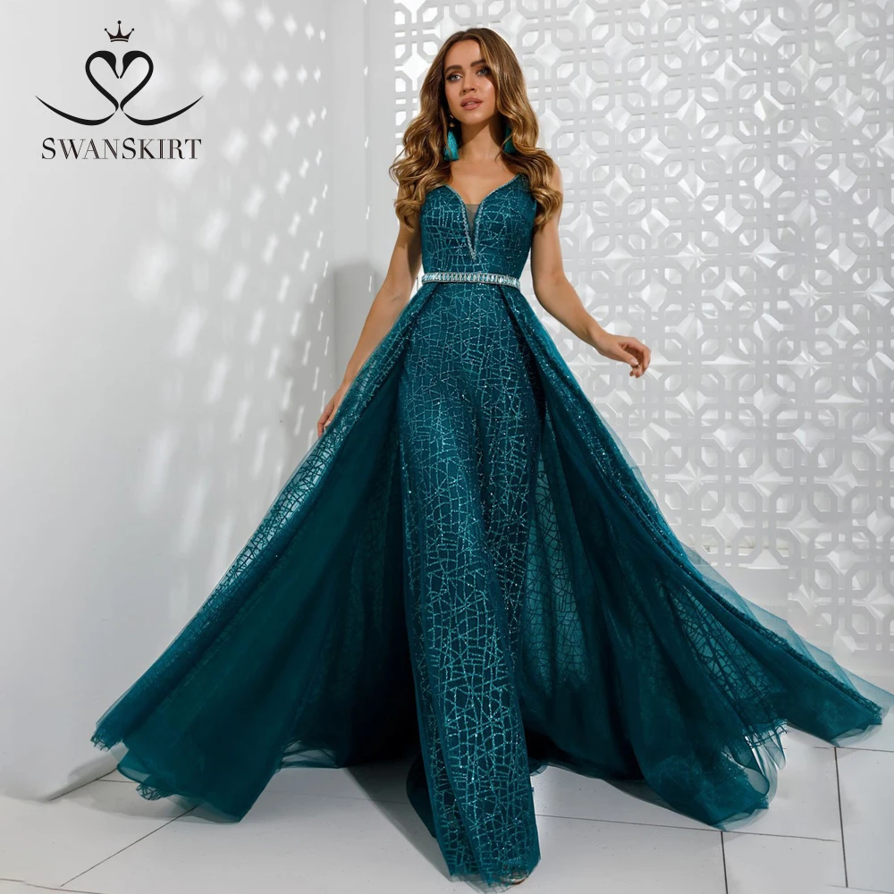 Модное свадебное платье с бусинами Swanskirt K333 v образный вырез Кристальный пояс со