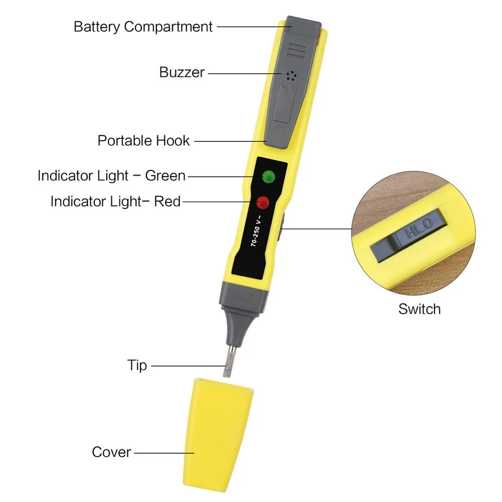 Digital Voltage Tester Pen AC/DC Continuity Meter 12-220V Buzzer Alarm Tool FKU66 
Digital Voltage Tester Pen AC/DC Continuity Meter 12-220V Buzzer Alarm Tool FKU66