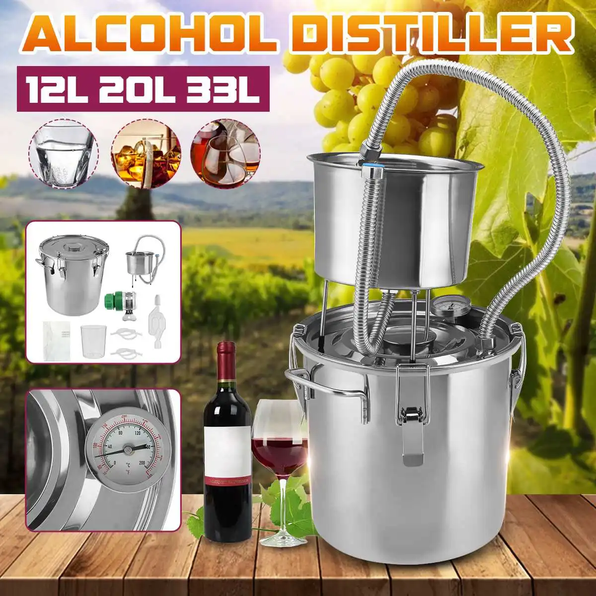 8GAL 20 л/30 л эффективный дистиллятор Alambic алкоголь из нержавеющей меди DIY Набор для самостоятельного изготовления воды вина эфирного масла пив...
8GAL 20 л/30 л эффективный дистиллятор Alambic алкоголь из нержавеющей меди DIY Набор для самостоятельного изготовления воды вина эфирного масла пив...