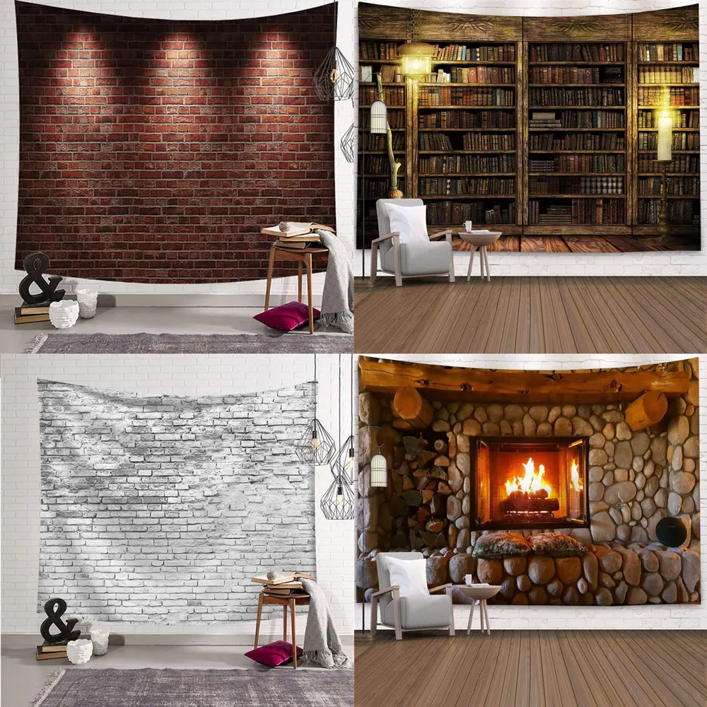 

Brick Wall Tapestry Wall Hanging Cloth Layout Room Dormitory Fabric Painting Decoration Study Room Bedside Hanging Cloth