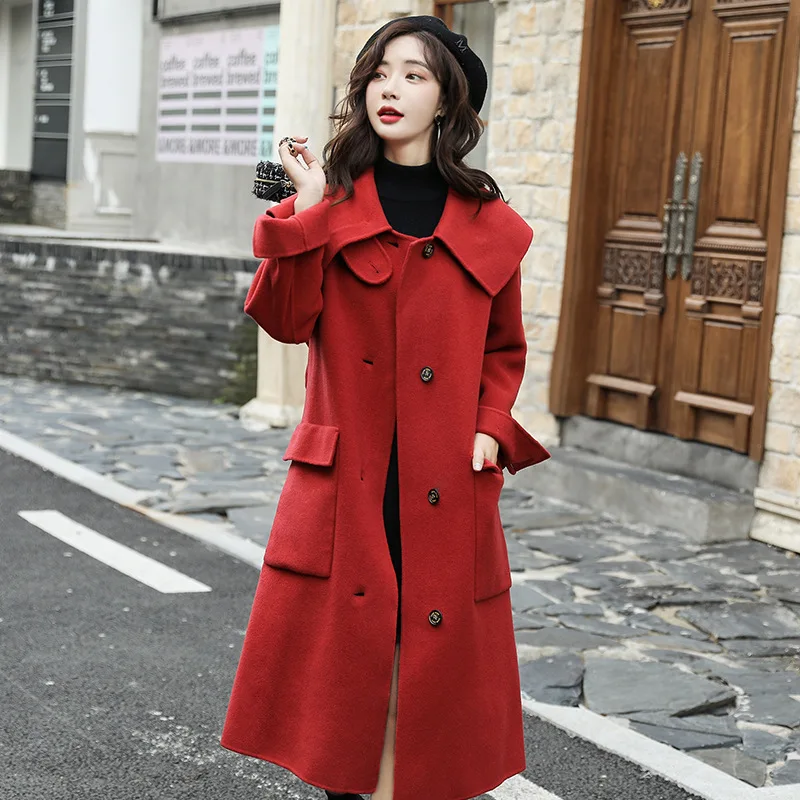 Red Woolen Coat Women's Department Pocket Button Medium Length Over Knee Fashionable Lady Autumn Winter Lapel Woolen Coat
Red Woolen Coat Women's Department Pocket Button Medium Length Over Knee Fashionable Lady Autumn Winter Lapel Woolen Coat