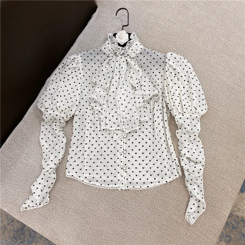 Polka Dot Blouse for Women 2021 Spring Autumn Elegant Inner Wear Outer Wear Sweet Bow Collar Print Puff Sleeve Gauzy Shirt Top
Polka Dot Blouse for Women 2021 Spring Autumn Elegant Inner Wear Outer Wear Sweet Bow Collar Print Puff Sleeve Gauzy Shirt Top