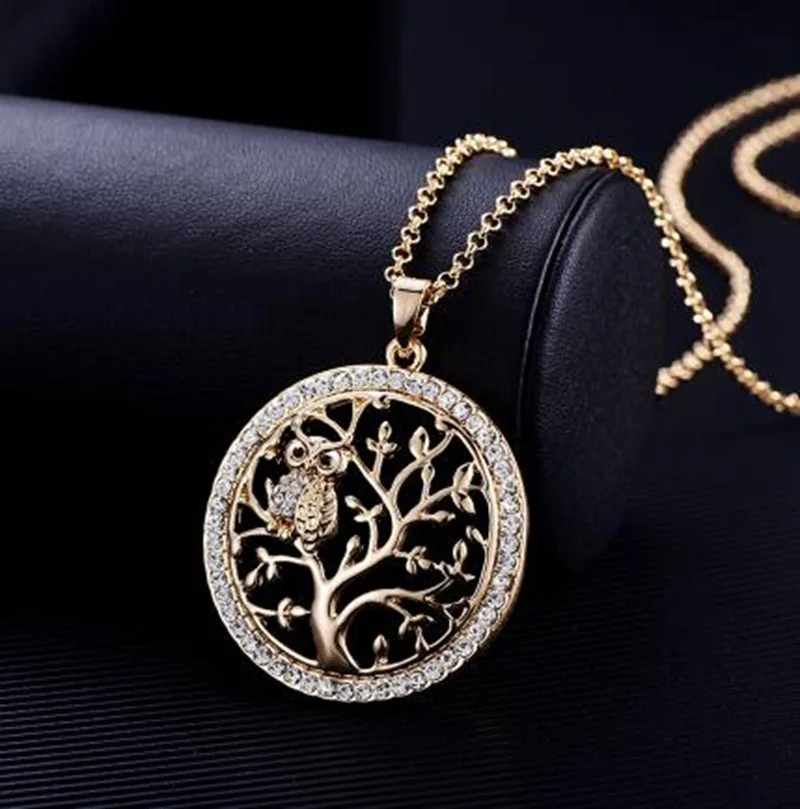 Fashion creative zircon inlaid owl Pendant Tree of Life Necklace Women Sweater Chain Necklaces
Fashion creative zircon inlaid owl Pendant Tree of Life Necklace Women Sweater Chain Necklaces