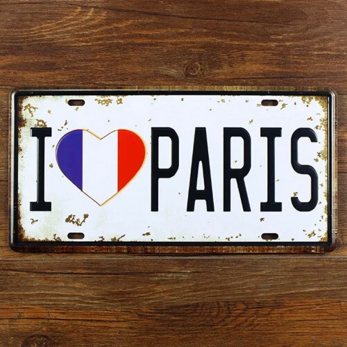 Vintage Car License Plate Tin Sign Decor Metal Bar Beer Poster I Love Paris 15x30CM
Vintage Car License Plate Tin Sign Decor Metal Bar Beer Poster I Love Paris 15x30CM