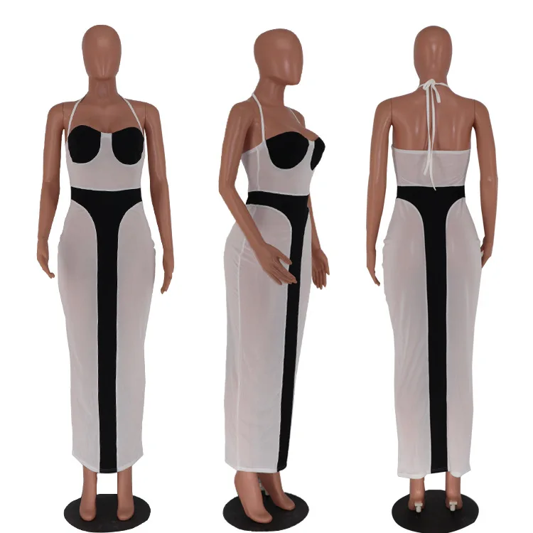 Sheer Mesh Patchwork Lace Up Halter Maxi Long Dress Sexy Party Club Evening Dresses Skinny Bodycon Vintage Vestidos
Sheer Mesh Patchwork Lace Up Halter Maxi Long Dress Sexy Party Club Evening Dresses Skinny Bodycon Vintage Vestidos