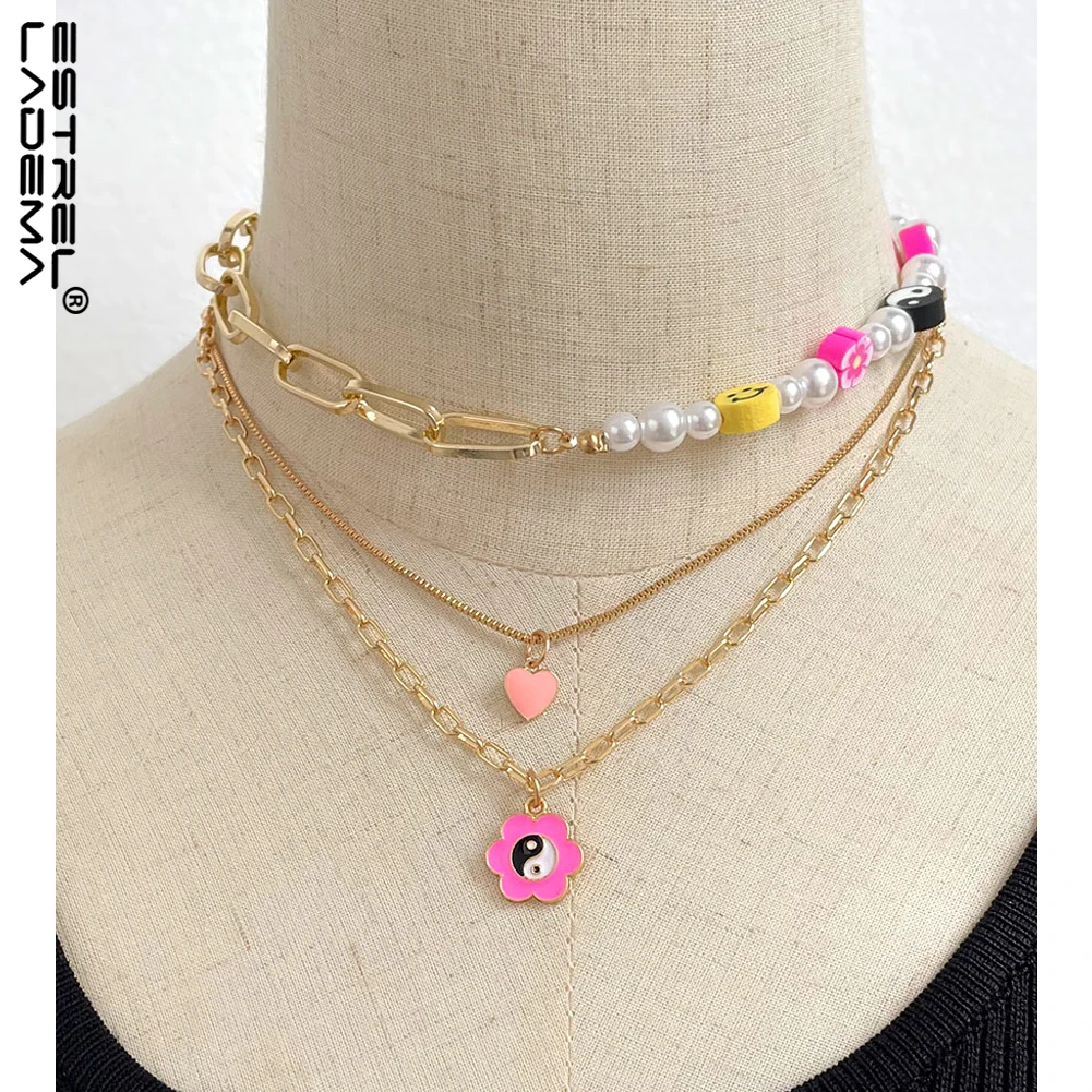2021 Trendy Pink Flower Heart Pearl Beaded Choker Necklace for Women Layered Sweet Smiley Yin Yang Charms Necklace Beach Jewelry
2021 Trendy Pink Flower Heart Pearl Beaded Choker Necklace for Women Layered Sweet Smiley Yin Yang Charms Necklace Beach Jewelry