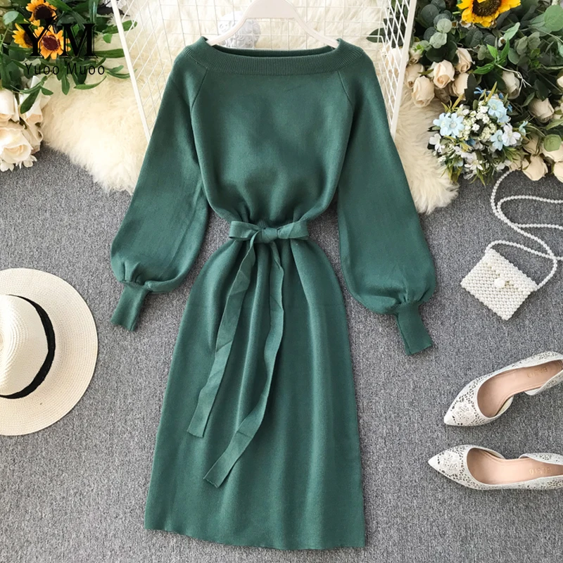 YuooMuoo Good Quality Comfy Elegant Knitted Sweater Women Dress 2019 Ladies Bandage Party Dress Autumn Green Midi Dress Vestidos
YuooMuoo Good Quality Comfy Elegant Knitted Sweater Women Dress 2019 Ladies Bandage Party Dress Autumn Green Midi Dress Vestidos