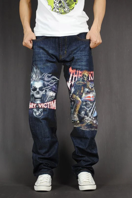 Men's Long Pants Baggy Loose Fit Jeans Rap Hip Hop Skate Denim Trousers Straight Stretch Casual Trousers dragon Skull E14
Men's Long Pants Baggy Loose Fit Jeans Rap Hip Hop Skate Denim Trousers Straight Stretch Casual Trousers dragon Skull E14