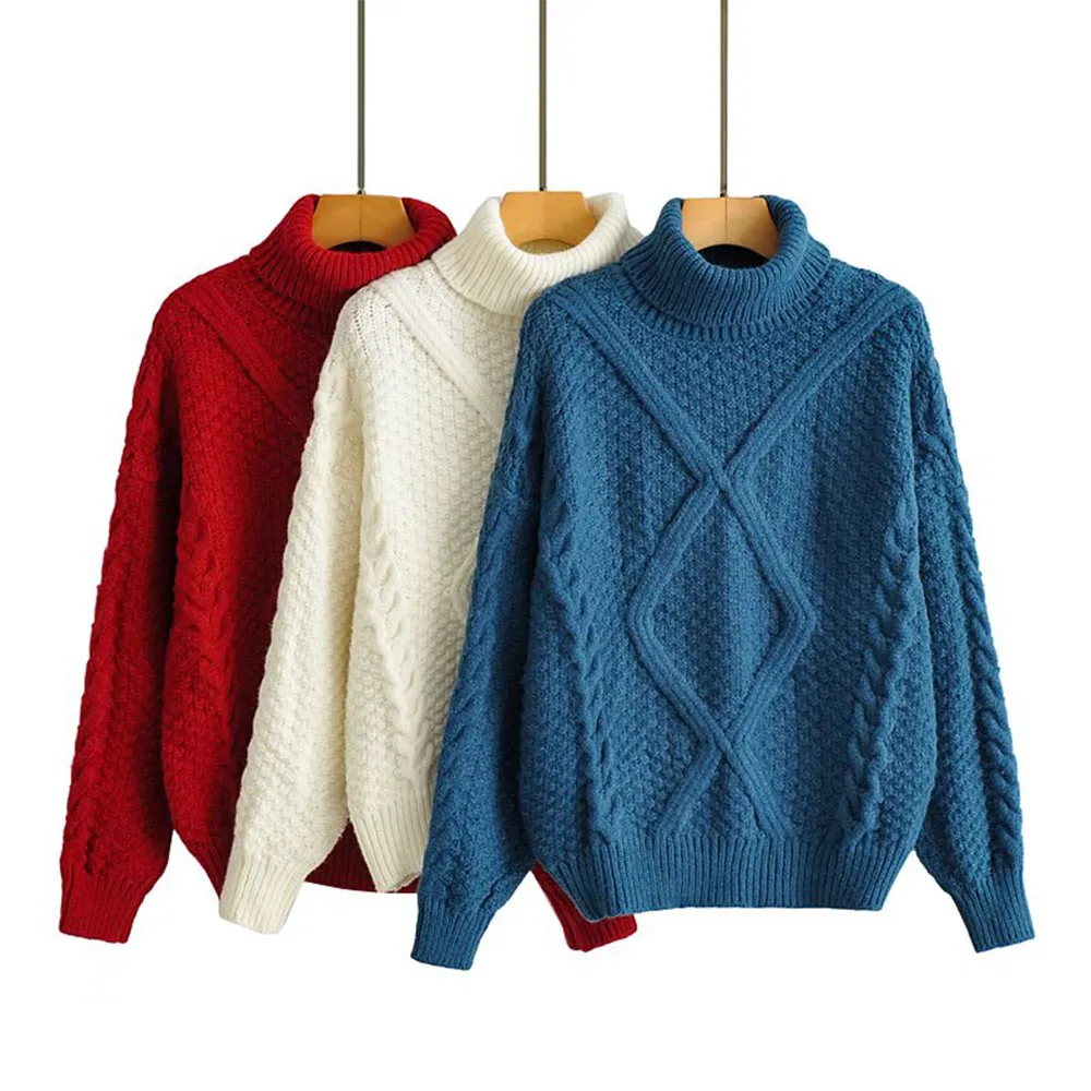 Women's High Neck 2021 Autumn Fashion Solid Color Eight-Strand Knitted Sweater Sueters De Mujer's Jumper Long-Sleeved Top Hot
Women's High Neck 2021 Autumn Fashion Solid Color Eight-Strand Knitted Sweater Sueters De Mujer's Jumper Long-Sleeved Top Hot