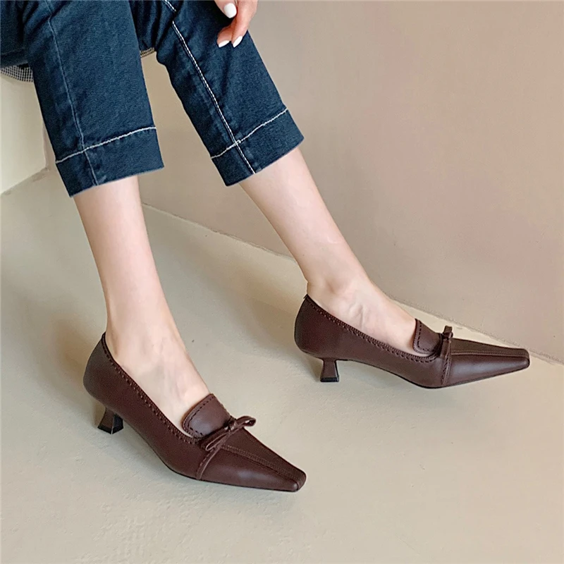 COVIBESCO Spring Summer Casual Women Pumps Butterfly-Knot Retro Concise High Quality Genuine Leather Thin Heels Shoes Woman
COVIBESCO Spring Summer Casual Women Pumps Butterfly-Knot Retro Concise High Quality Genuine Leather Thin Heels Shoes Woman