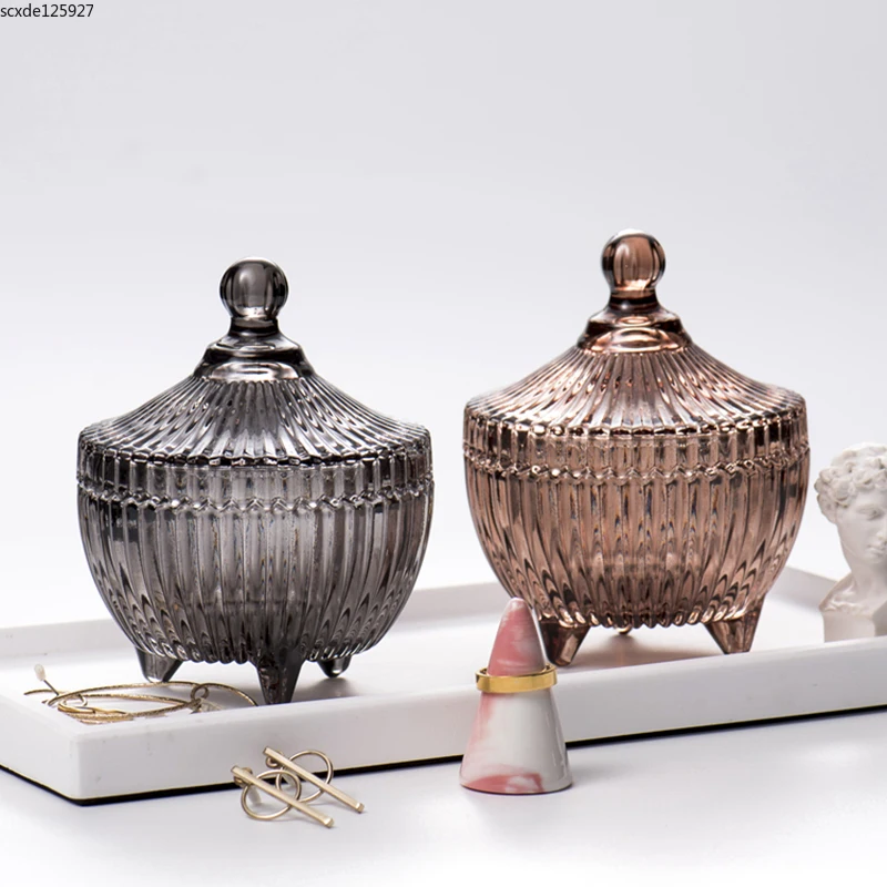European Style Striped Glass Jewelry Box Tall Jewelry Ring Necklace Storage Box Desktop Candy Snack Storage Jar Home Decoration
European Style Striped Glass Jewelry Box Tall Jewelry Ring Necklace Storage Box Desktop Candy Snack Storage Jar Home Decoration