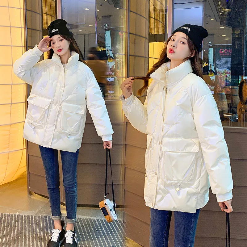 Beardon Women's Winter Down Cotton Jacket With Big Pocket Stand-Up Collar Embroidered Jacket Loose Glossy Female Coat
Beardon Women's Winter Down Cotton Jacket With Big Pocket Stand-Up Collar Embroidered Jacket Loose Glossy Female Coat