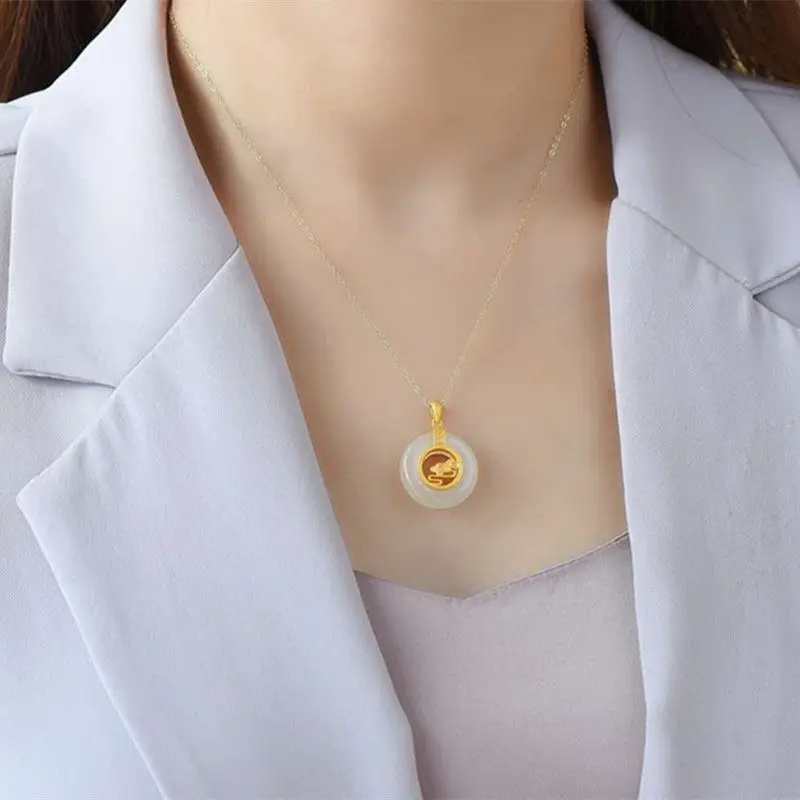 New silver original inlaid natural Hetian white jade pendant necklace round brand unique Chinese retro charm women's jewelry
New silver original inlaid natural Hetian white jade pendant necklace round brand unique Chinese retro charm women's jewelry