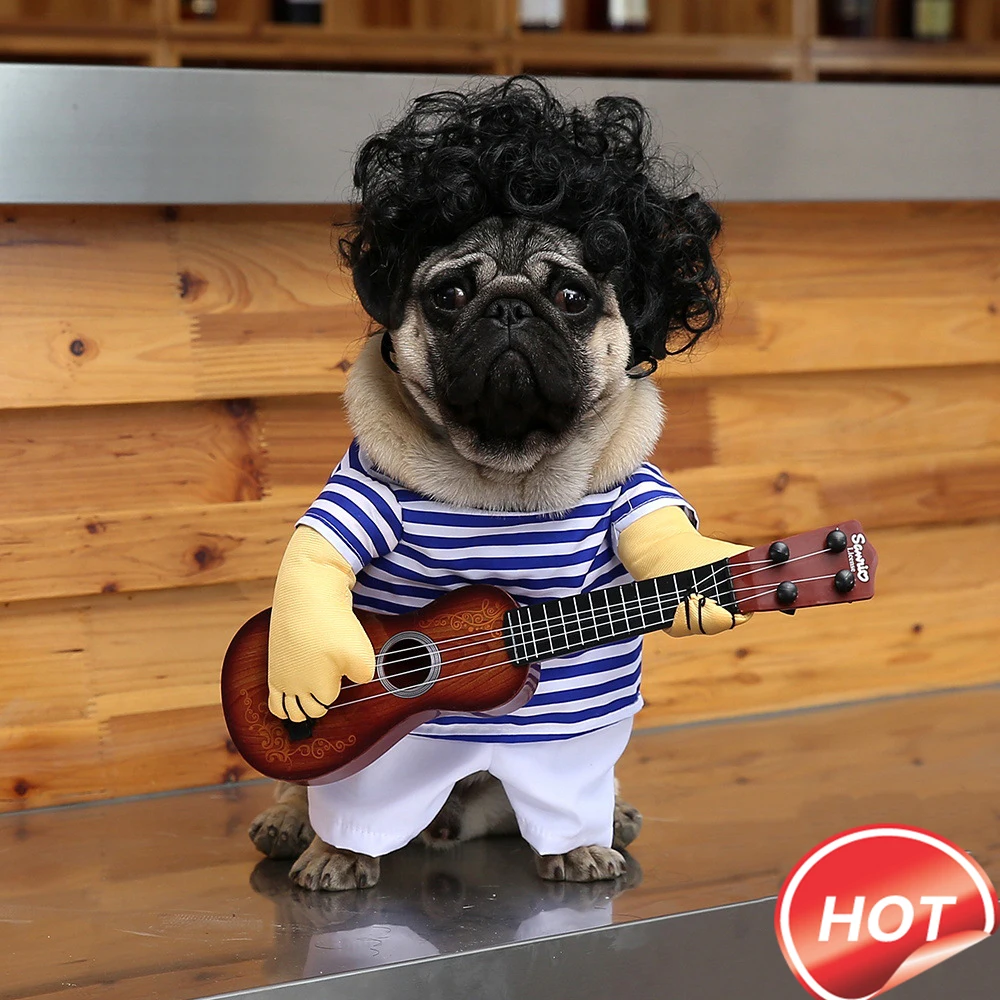 Pet Dog Small Dog Guitar Player Transformation Outfit Cute Funny Explosion Head Take Guitar Costume Funny Playing Guitar Clothes
Pet Dog Small Dog Guitar Player Transformation Outfit Cute Funny Explosion Head Take Guitar Costume Funny Playing Guitar Clothes
