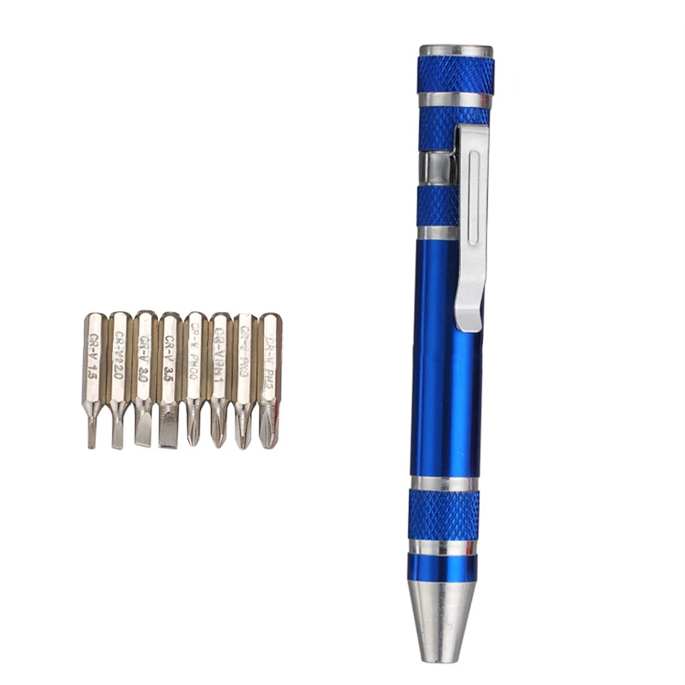 Portable 8 in 1 Aluminum Pen Style Screw Driver Multi-Tool Precision Screwdriver Set Outdoor Tools Mobile Phone Repair Tool Kit
Portable 8 in 1 Aluminum Pen Style Screw Driver Multi-Tool Precision Screwdriver Set Outdoor Tools Mobile Phone Repair Tool Kit