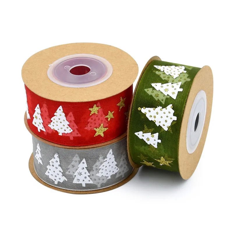 5yards 25mm Christmas Tree Ribbon Sliver Printed Organza Ribbons for Christmas Decoration Gift Wrapping Handmade Bow DIY Crafts
5yards 25mm Christmas Tree Ribbon Sliver Printed Organza Ribbons for Christmas Decoration Gift Wrapping Handmade Bow DIY Crafts