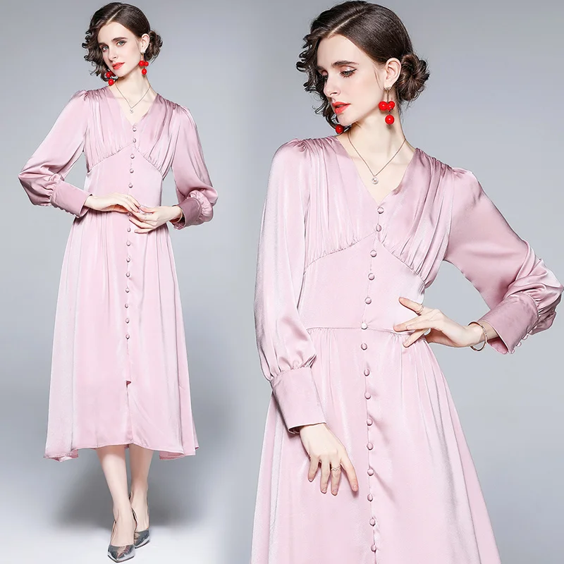Simgent Lantern Sleeve Dress Women Summer Vintage V-Neck Ruched Elegant Blouse Pink Dresses Vestidos Robe Femme SG1551
Simgent Lantern Sleeve Dress Women Summer Vintage V-Neck Ruched Elegant Blouse Pink Dresses Vestidos Robe Femme SG1551