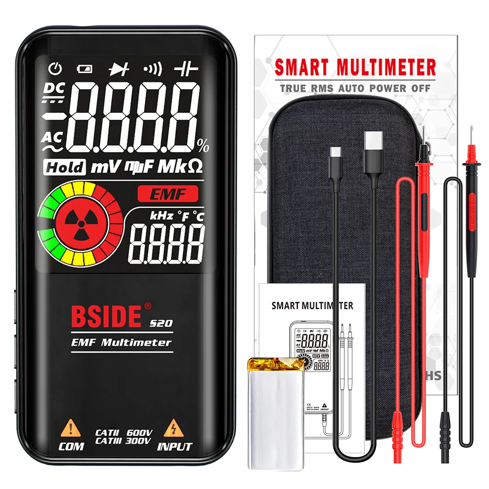 BSIDE S20 Profesional Digital Multimeter 9999counts Smart multimetro DC AC Voltage Capacitor Ohm Diode NCV Hz Live wire Testers 
BSIDE S20 Profesional Digital Multimeter 9999counts Smart multimetro DC AC Voltage Capacitor Ohm Diode NCV Hz Live wire Testers