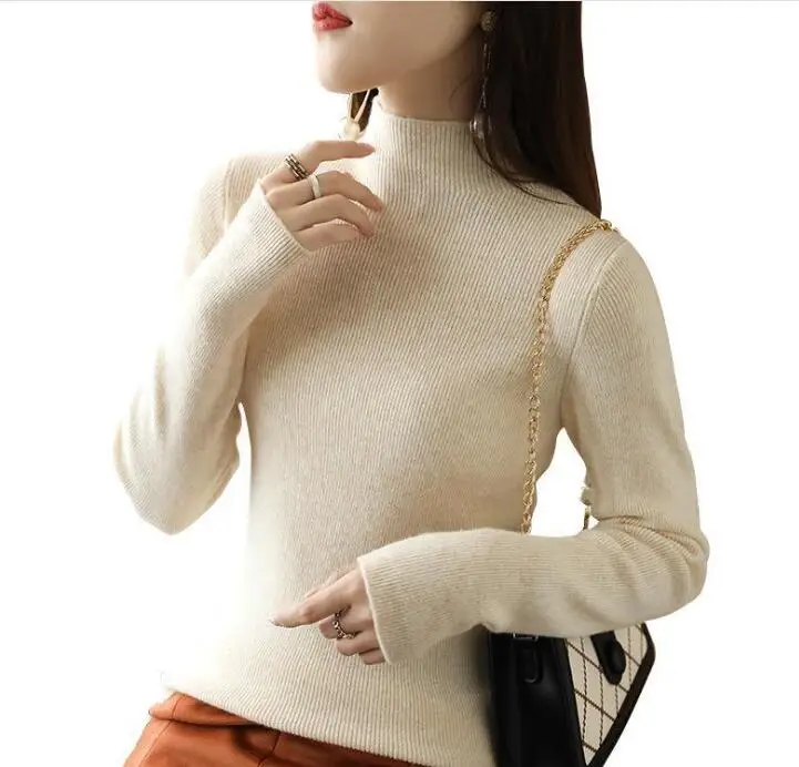 2021 autumn and winter new half high neck women's fashion casual sweater warm knit sweater solid color slim pullover
2021 autumn and winter new half high neck women's fashion casual sweater warm knit sweater solid color slim pullover