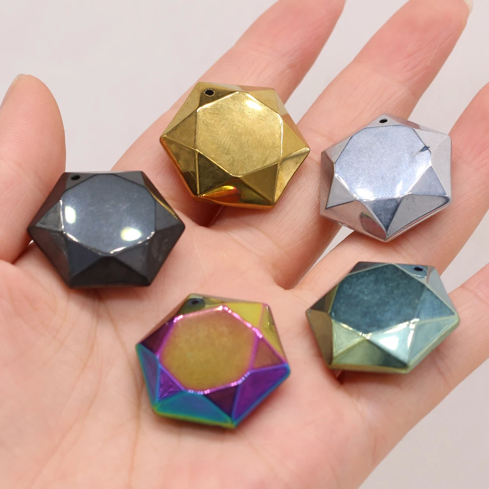 Natural Stone Pendant Hematite Color Plating Pendant Hexagon Shape Charms for Making DIY Jewerly Necklace Gift 25x25mm
Natural Stone Pendant Hematite Color Plating Pendant Hexagon Shape Charms for Making DIY Jewerly Necklace Gift 25x25mm