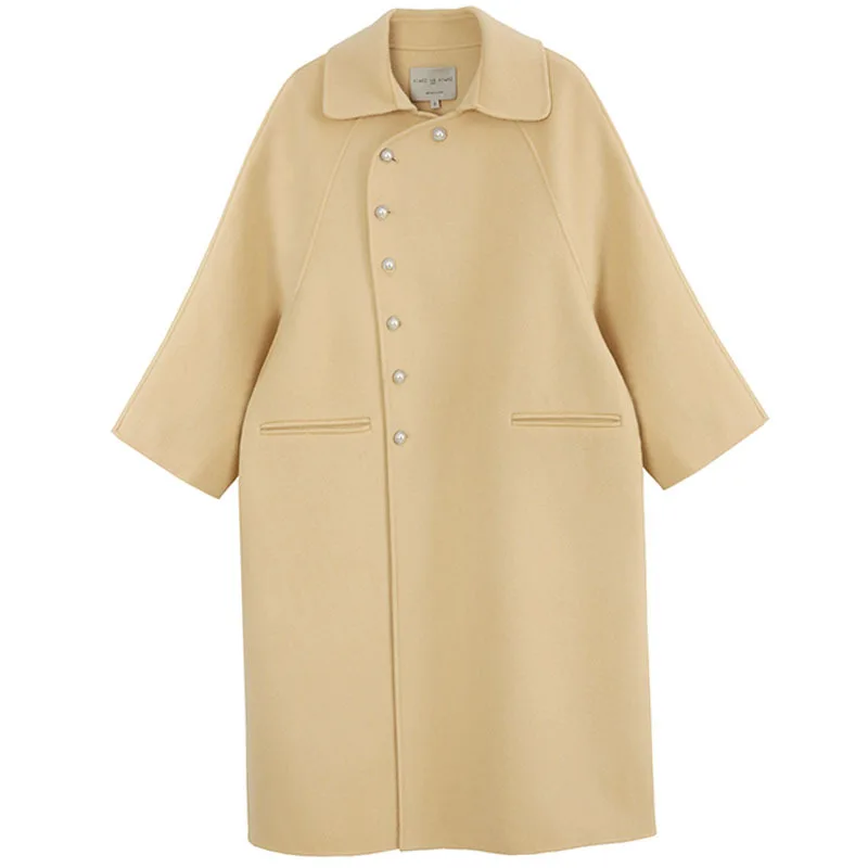 Women Coat Winter Long Sleeve Warm Pink Woolen Blends Female Elegant Pearl Breasted Woolen Coat Oversize Plus Size 8457
Women Coat Winter Long Sleeve Warm Pink Woolen Blends Female Elegant Pearl Breasted Woolen Coat Oversize Plus Size 8457