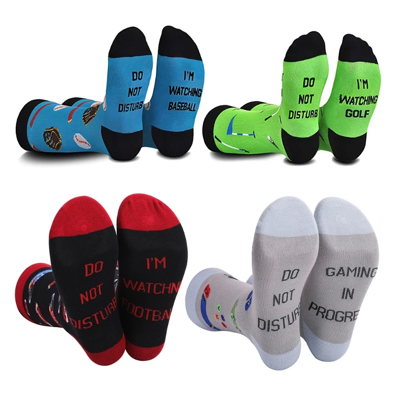 

Unisex Funny Saying Crew Socks Do Not Disturb I Am Watching Letters Hosiery Gift A0NF