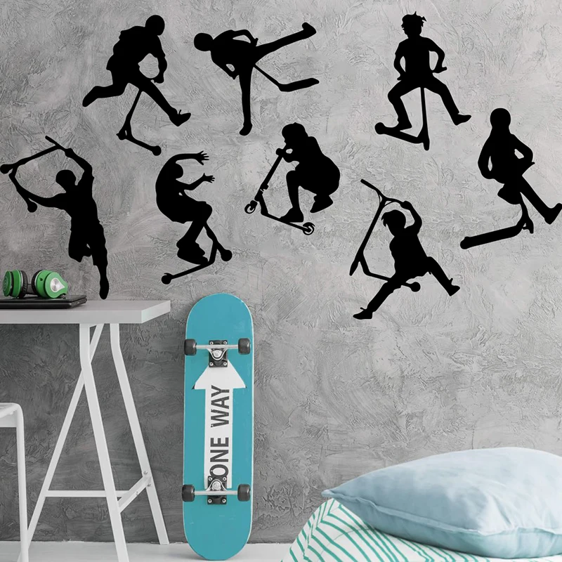 Набор из 8 наклеек на стену для трюков скутеров плакатов детской комнаты